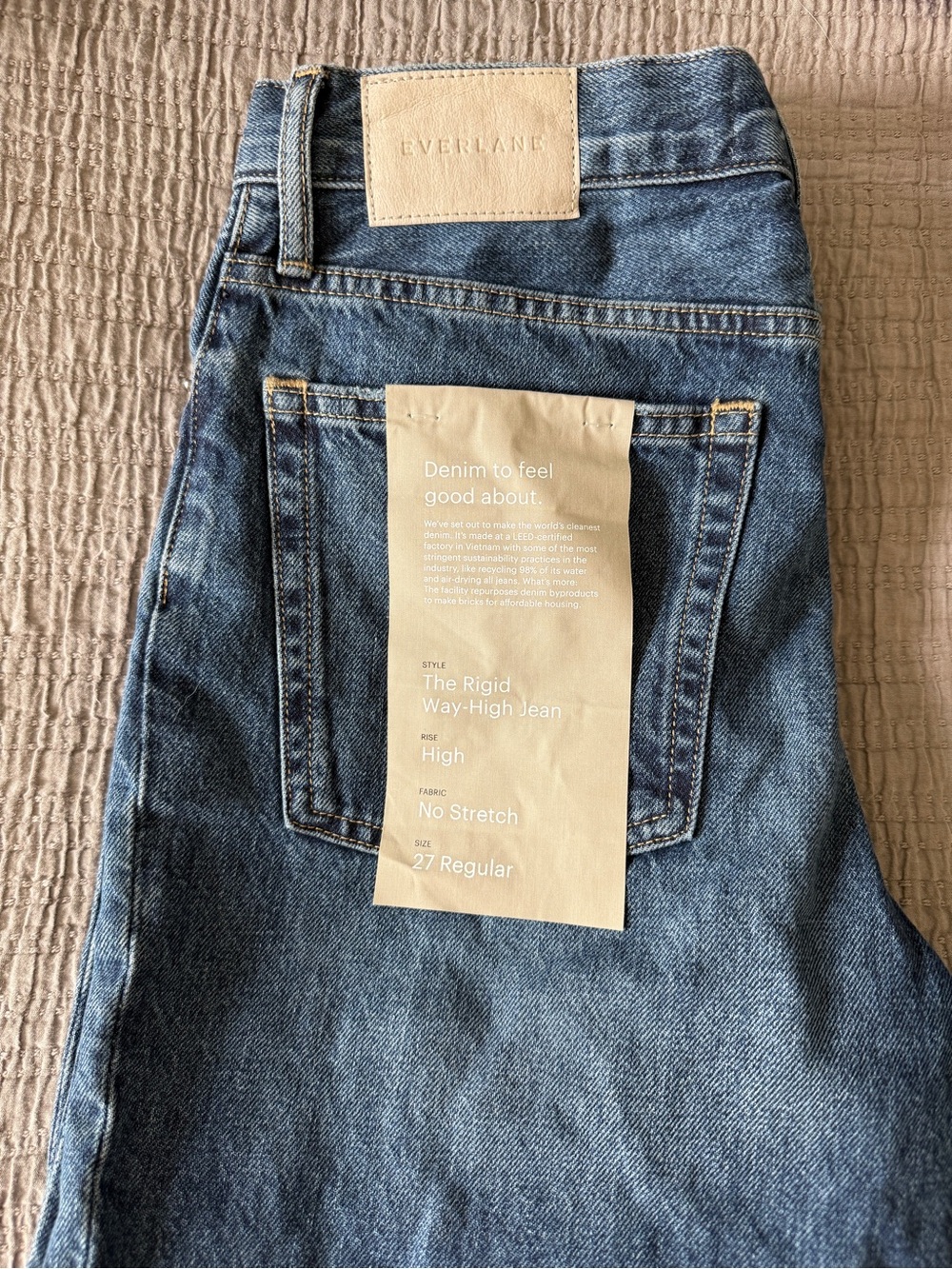Everlane Straight High-Rise Jeans in Medium Blue Denim